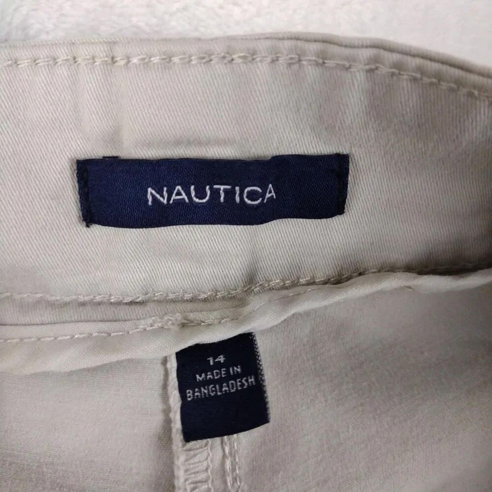 Nautica Shorts Women's Size 14 Chino Cotton Tan Mid Rise Walking Easy‎ Fit